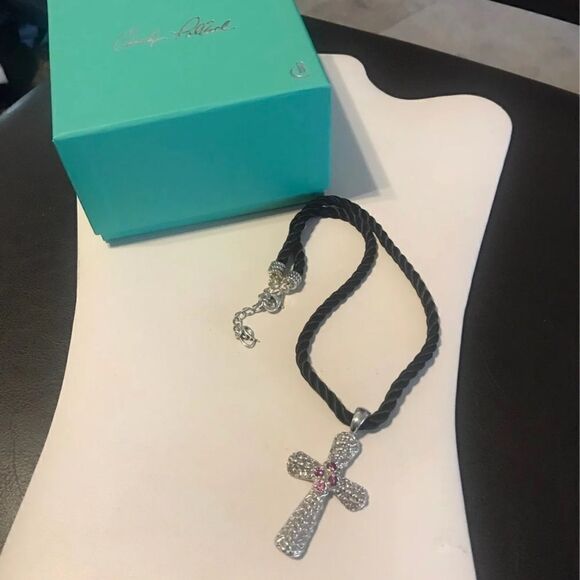 NEW~Carolyn Pollack Genuine Rhodolite Garnet Gemstone Cross Necklace~.925 SS - Picture 4 of 7